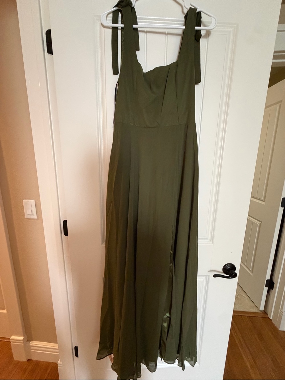 Lulu's Olive Green Tie-Shoulder Maxi Dress